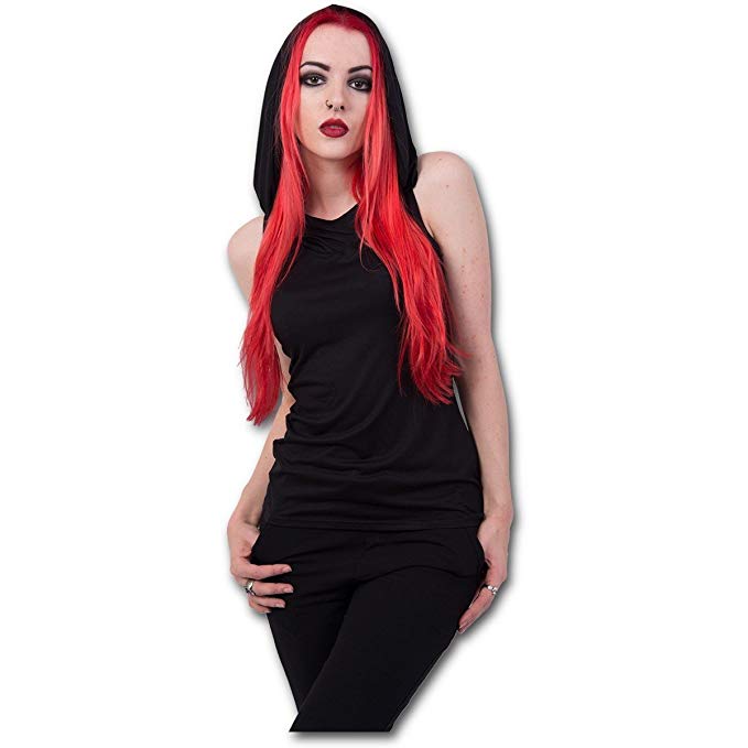 Spiral Womens - Gothic Elegance - Sleeveless Gothic Hood Black