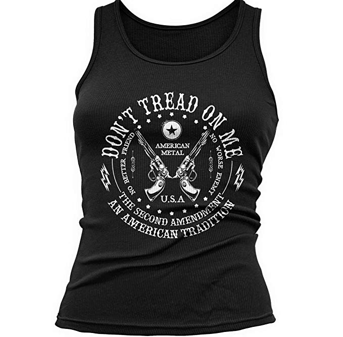 Sons of Libery Tank Top: Don't Tread on Me: The Second Amendment. Womens Tan.