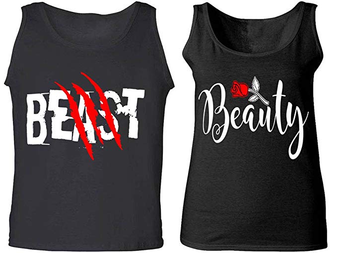 Beast & Beauty - Matching Couple Love Tank Tops - His and Her Tanks