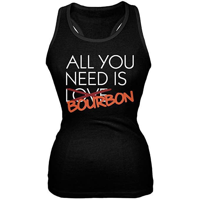 All You Need is Bourbon, Not Love Black Juniors Soft Tank Top
