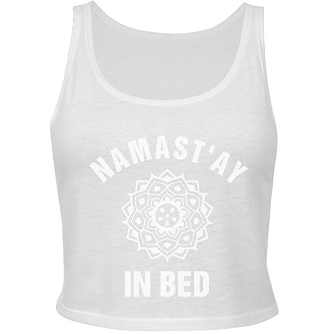 Customized Girl Namast'ay in Bed Mandala: Ladies Slim Fit Crop Top Tank