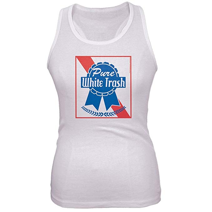 Old Glory 4th of July Pure White Trash Juniors Tank Top