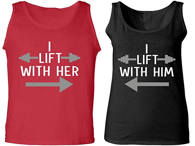 I Lift with Her & Him - Matching Couple Love Tank Tops - His and Her Tanks
