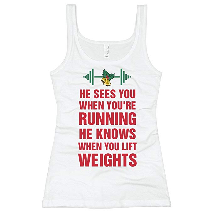 Customized Girl Christmas Work Out: Ladies Slim Fit Longer Length Tank Top