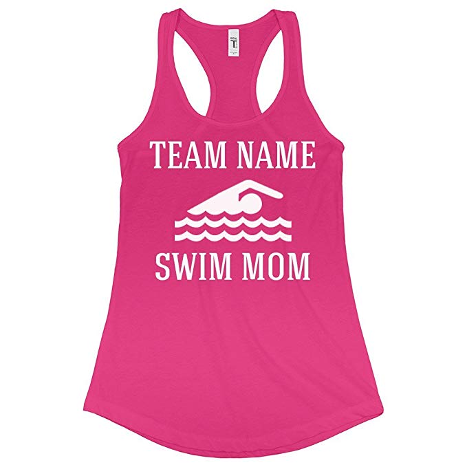 Custom Swim Team Mom: Ladies Slim Fit Racerback Tank Top