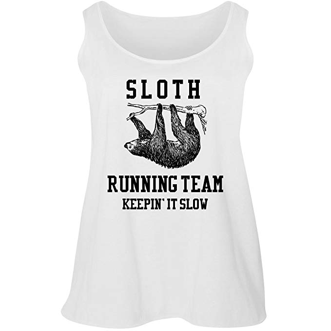 Customized Girl Curvy Sloth Running Tank: Women's LAT Curvy Plus Size Tank Top