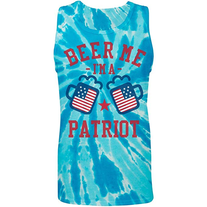 Plus Size July Fourth Beer Tanks: Unisex Port & Company Tie-Dye Tank Top