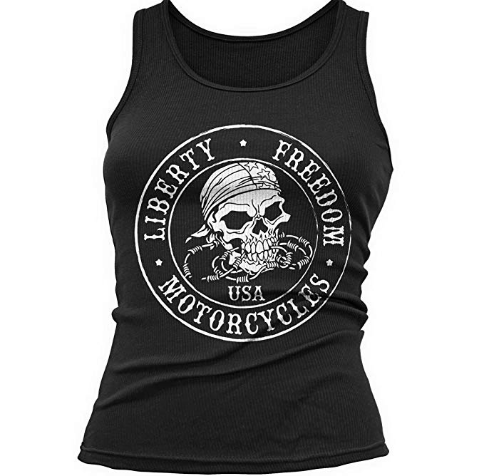 Tank Top: Liberty. Freedom. Motorcycles. Womens Tank Top