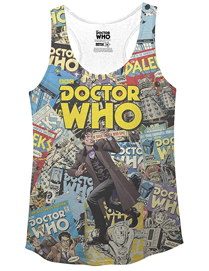 Ripple Junction Doctor Who Comic Covers Juniors Racerback Tank