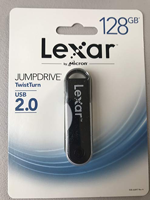 Lexar(R) JumpDrive(R) TwistTurn USB 2.0 Flash Drive, 128GB, Black